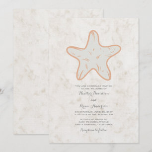 Orange Rustic Starfish Wedding Invite