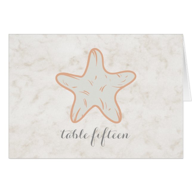 Orange Rustic Starfish Wedding Table Number (Front Horizontal)