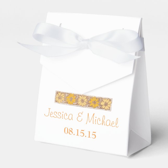 Orange Rustic Wildflower Favour Box (Front Side)
