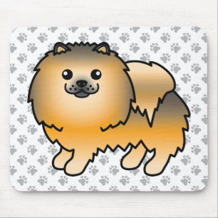 Orange Sable Pomeranian Cute Cartoon Dog & Paws Mouse Mat