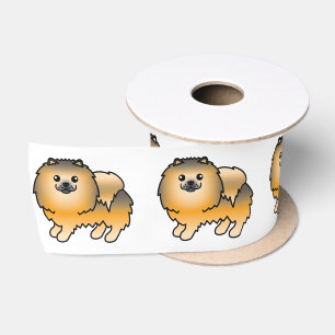 Orange Sable Pomeranian Cute Cartoon Dog Satin Ribbon