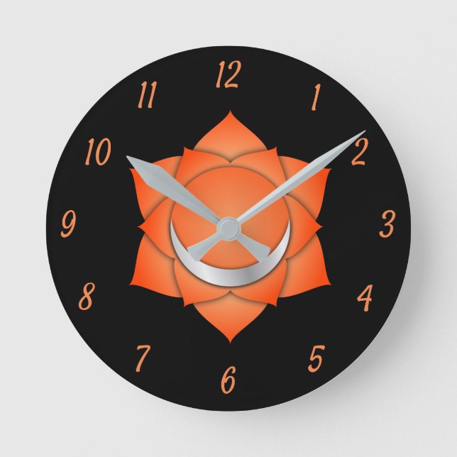 Orange Sacral Chakra Chi Zen Yoga Spiritual Round Clock (Front)