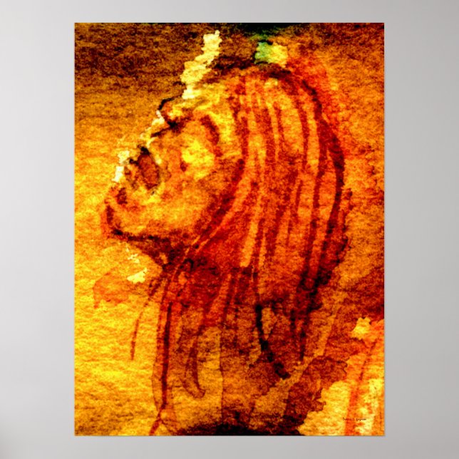 Orange Sadness Watercolor Painting Poster (Front)