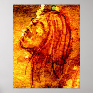 Orange Sadness Watercolor Painting Poster