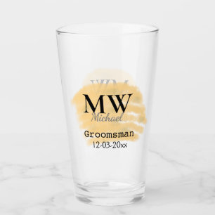 Orange sage green groomsman add name letter date b glass