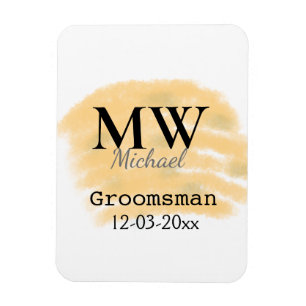 Orange sage green groomsman add name letter date b magnet