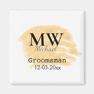Orange sage green groomsman add name letter date b magnet