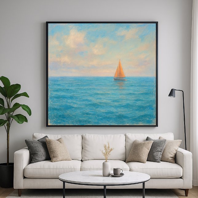 Orange Sailboat Voyage - Pastel Painting Style Art Poster (Creator Uploaded)