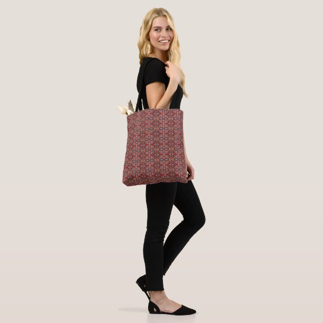 Orange salmon red pink geometric tote bag (On Model)
