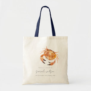 Orange Sand Coastal Crab Nautical Bridal Shower Tote Bag