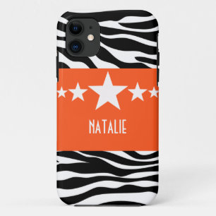 Orange Sassy Star Zebra BT iPhone 5 Case