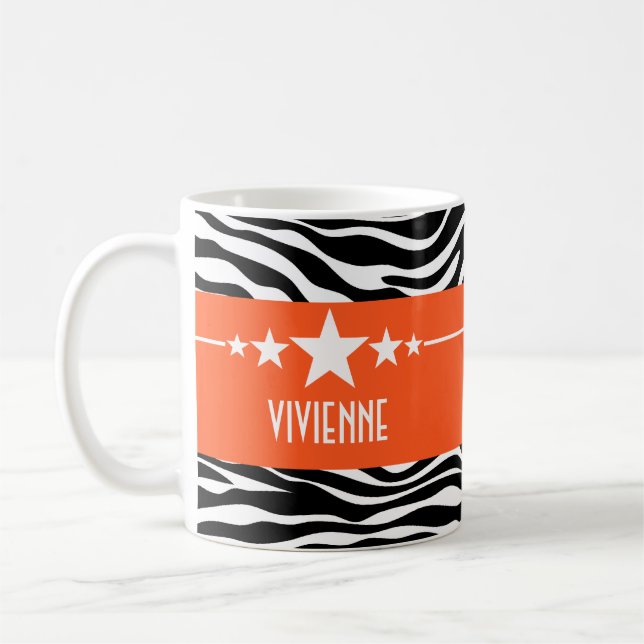 Orange Sassy Star Zebra Mug (Left)