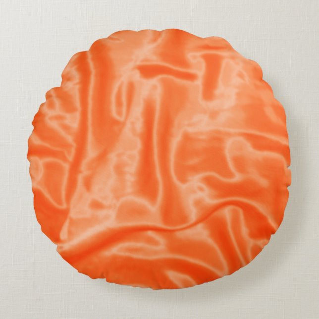 Orange Satin-Round Throw Pillow (Front)