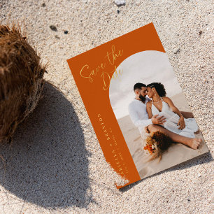 Orange Save The Date Card with Foil