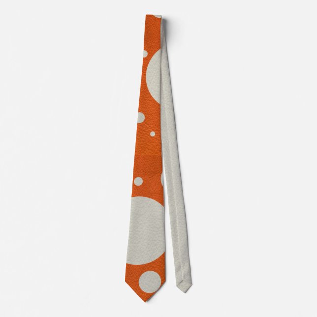 Orange Scattered Spots on Stone Leather print Tie (Front)