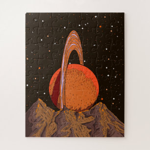 Orange Science fiction Planet Jigsaw Puzzle