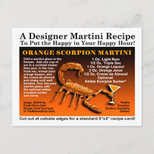 Orange Scorpion Halloween Martini Recipe Postcard