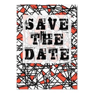 Orange Scribble 80s Memphis Style Save the Date Invitation
