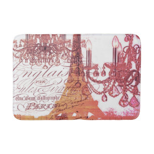 orange scripts chandelier paris eiffel tower bath mat
