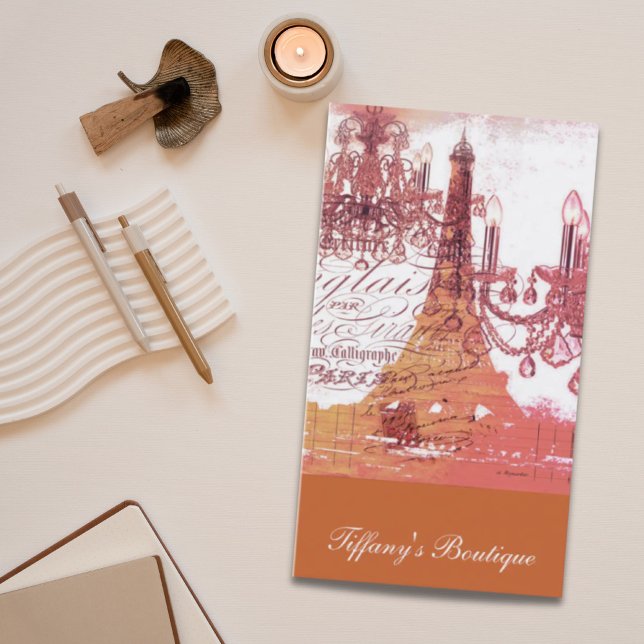 orange scripts chandelier paris eiffel tower business card (orange scripts chandelier paris eiffel tower business card)