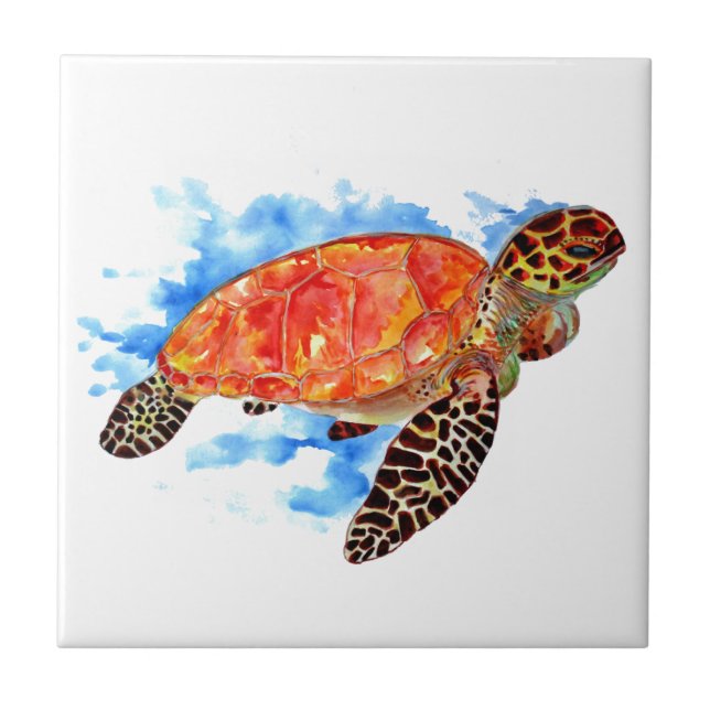 Orange Sea Turtle Tile (Front)