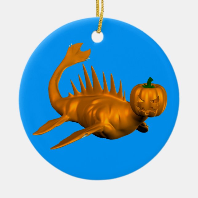 Orange Seadragon Ceramic Tree Decoration (Front)