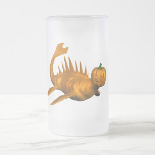 Orange Seadragon Frosted Glass Beer Mug