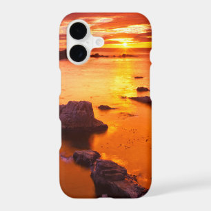 Orange seascape, sunset, California
