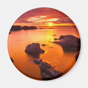 Orange seascape, sunset, California Magnet