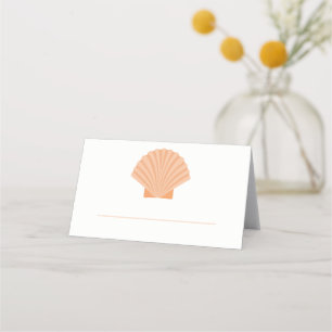 Orange Seashell Beach Wedding Escort Place Card