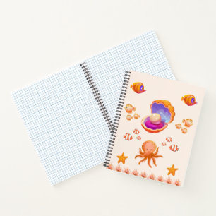 Orange Seashell & Fish – Coastal Ocean Aesthetic Notebook