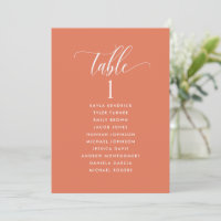 Orange, Seating Plan Cards with Guest Names