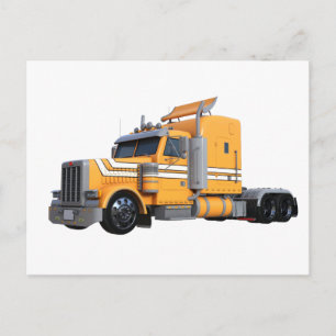 Orange Semi Tractor Trailer Postcard