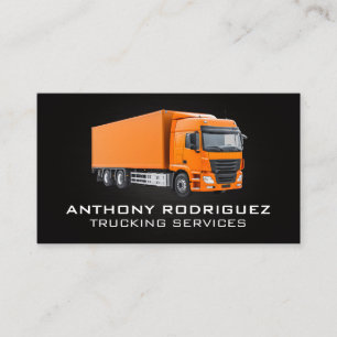 Orange Semi Truck Logistic Transport Business Card