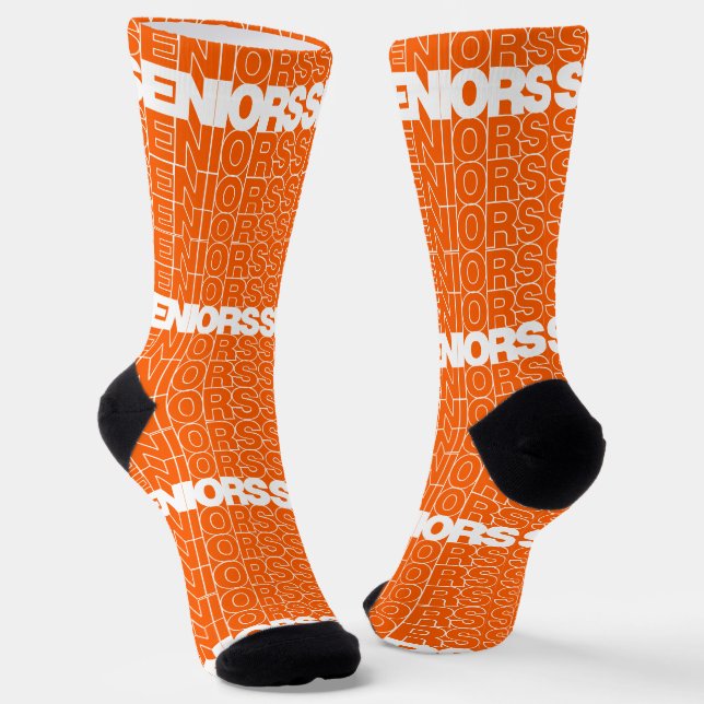 Orange Seniors Seniors Seniors Socks (Angled)