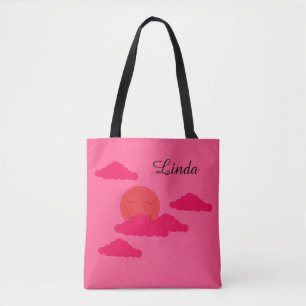 Orange Setting Sun: Fuchsia Tote Bag