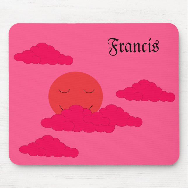Orange Setting Sun in Red Sky:  Mouse Mat (Front)