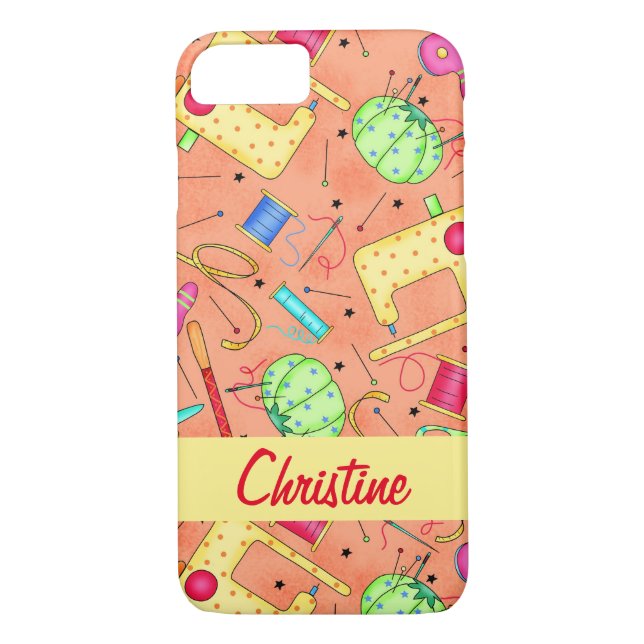 Orange Sewing Notions Art Name Personalised Case-Mate iPhone Case (Back)
