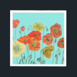 Orange Shabby Poppy Decor Serviette Napkins Aqua.<br><div class="desc">Orange Shabby Poppy Decor Serviette Napkins Aqua. A glorious cushion design. Designed from my original watercolor paintings,  that I painted from my own flower garden.</div>