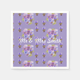 Orange Shabby Poppy Decor Serviette Napkins Purple