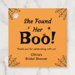 Orange She Found Her Boo Halloween Bridal Shower Favour Tags