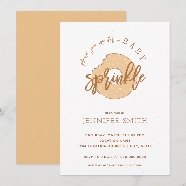 Orange Sherbert Baby Sprinkle Invitation (Front/Back)