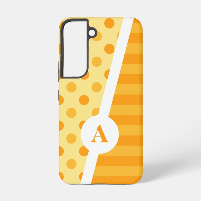 Orange Sherbet Polka Dot and Stripe Pattern Samsung Galaxy S22 Case (Back)