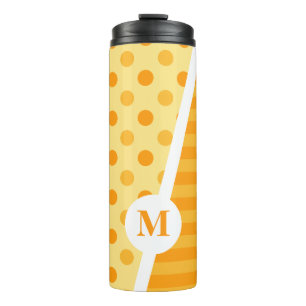 Orange Sherbet Polka Dots and Stripes: Monogram Thermal Tumbler