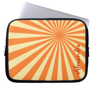 Orange Sherbet Sunburst "Add Your Name" Laptop Sleeve