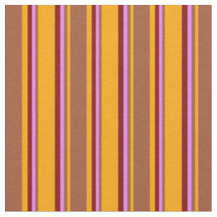 Orange, Sienna, Violet & Maroon Stripes Pattern Fabric