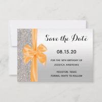 Orange Silk Bow Silver Sequins 18th Birthday