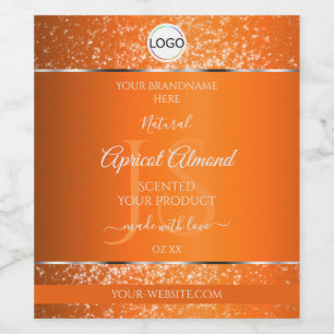 Orange Silver Logo Initials Glitter Product Labels