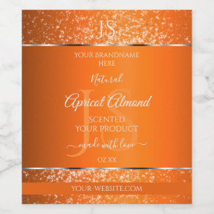 Orange Silver with Glitter Initials Product Labels