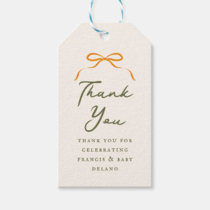 Orange Simple Bow Thank You Gift Tags